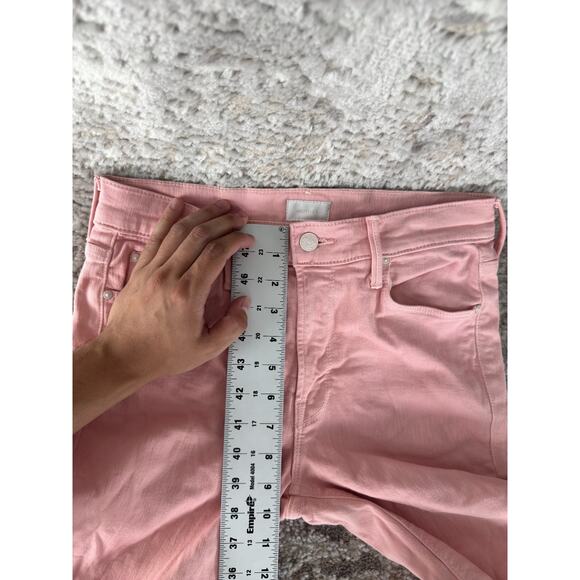 Mother Sz 27 Mid Rise Dazzler Ankle Play Date Jeans Pink Button Zip Denim Pants - Picture 5 of 13